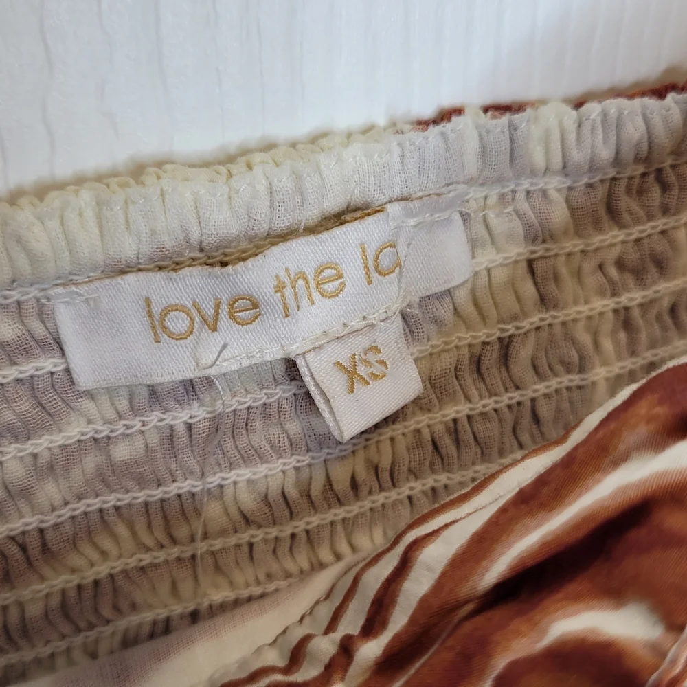 Anthropologie Love The Label Puff Sleeve Smocked Zebra Top XS White Eyelet